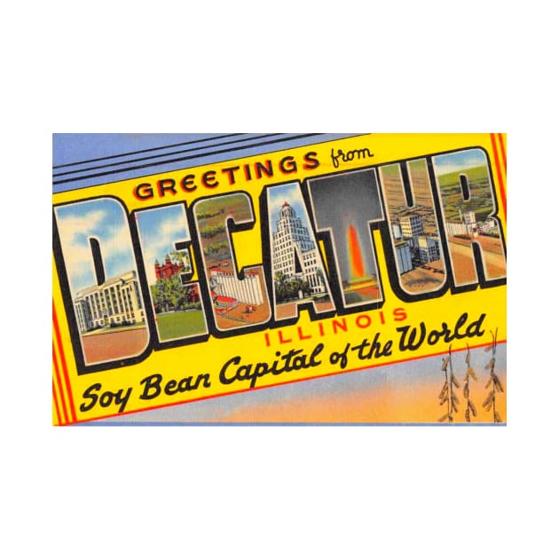 Greetings from Decatur Illinois - Vintage Large Letter Postcard by Naves