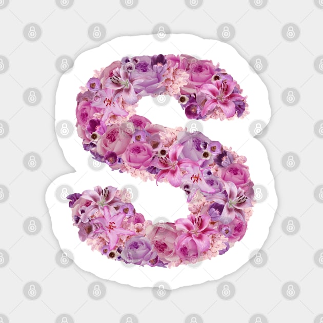 Pink Floral Letter S Magnet by HayleyLaurenDesign