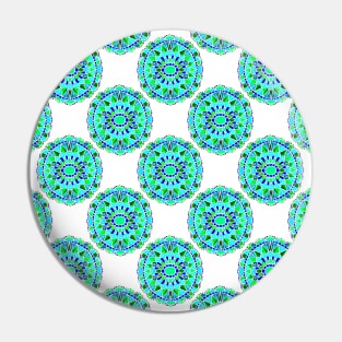 Turquoise Floral Mandala Pattern Pin