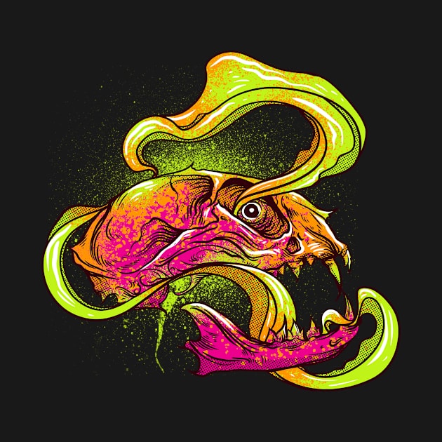 Mind Expansion Neon Animal Skull Art by Manfish Inc.