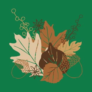 Soft Autumn Leaves & Anise | Green T-Shirt