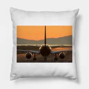 Aeroplane taxiing on a runway (T610/0423) Pillow
