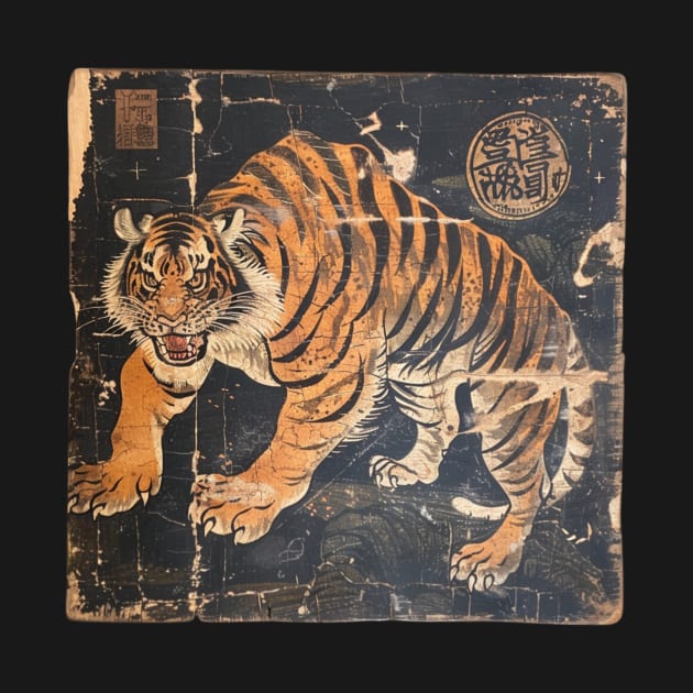 TIGER VINTAGE WOODBLOCK PRINT by SHAKIR GAUTAMA 