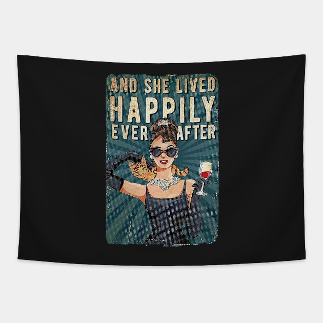 And She Lived Happily Ever After Cats love Tapestry by Delmonico2022