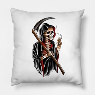 Traditional tattoo grim reaper Pillow