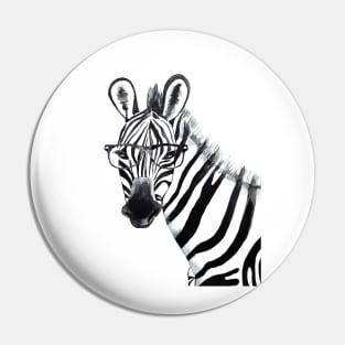 Zebra with Glasses Pin