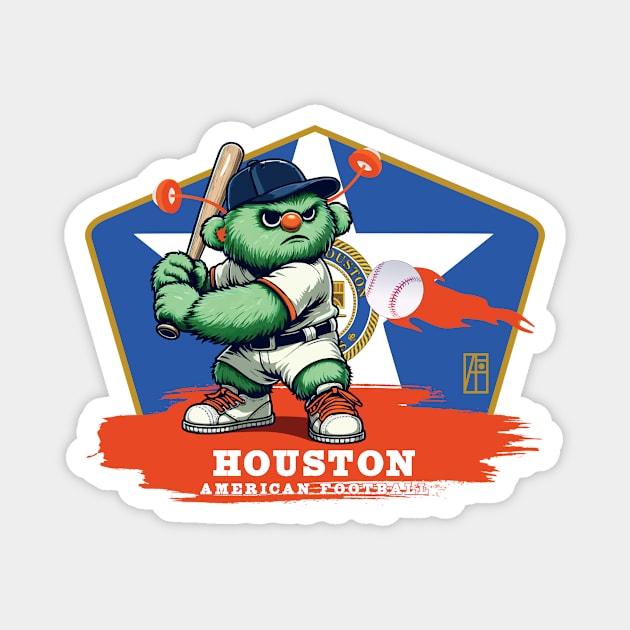 USA - American BASEBALL - Houston - Baseball mascot - Houston baseball Magnet by ArtProjectShop