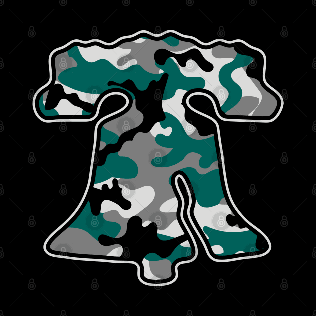 Philadelphia Green and White Liberty Bell Camo Philly Fan Favorite by TeeCreations