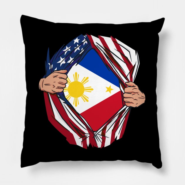 USA American Grown Filipino Roots Pillow by tobzz