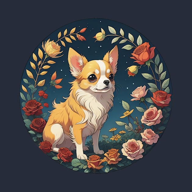 Longhaired Chihuahua Night Garden by Pet And Petal