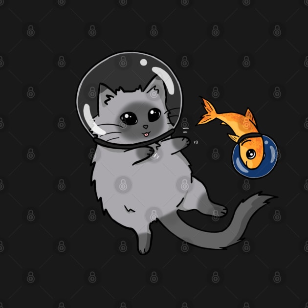 spacecat and spacefish by sivelobanova