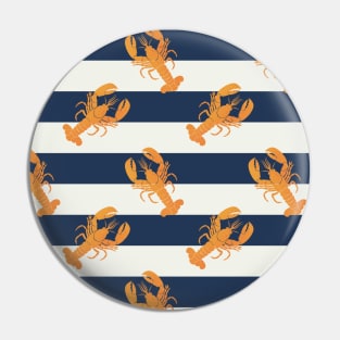 Yellow lobsters and navy stripes Pin