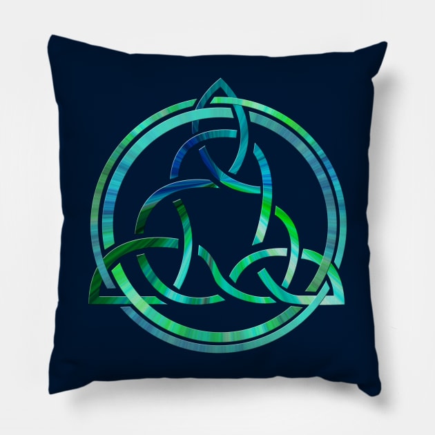 Aqua Celtic Trinity Knot Pillow by MisfitInVisual