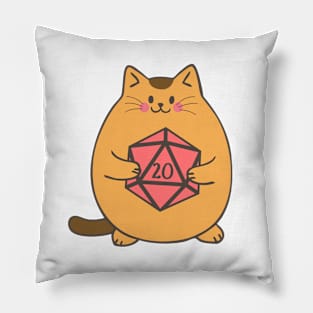 Cute Cat with Polyhedral D20 Dice Pillow