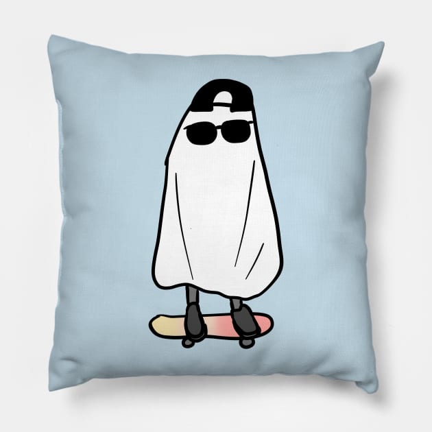 Ghost on skateboard Pillow by Mayarart