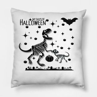 "My Days of Halloween" Dino Skeleton design Pillow