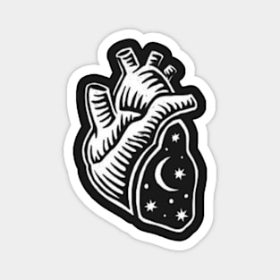 Starry PNL Heart - Digital Drawing - B&W Magnet