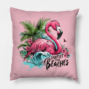 Protect the Beaches - Flamingo Pillow
