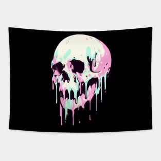 Pastel dripping skull Tapestry