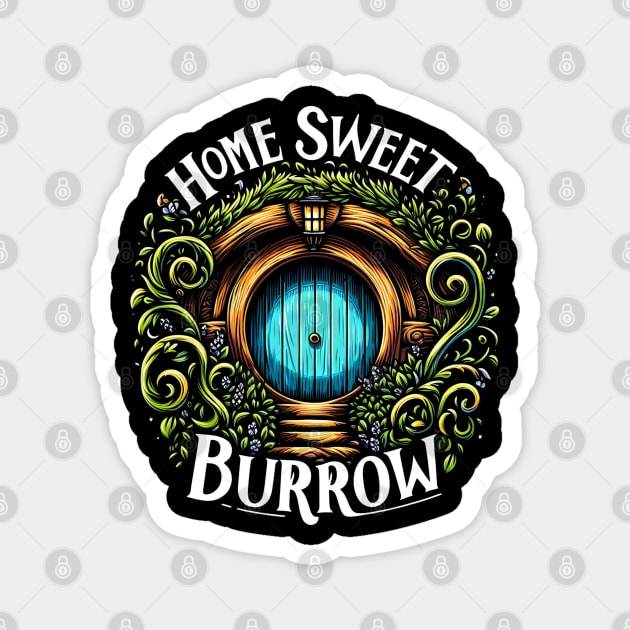 Home Sweet Burrow - Blue Halfling Home - Fantasy Magnet by Fenay-Designs