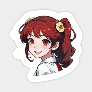 Cute happy anime girl in summer series Magnet