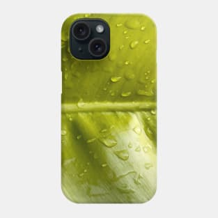 Wet green leaf with Water droplets. Phone Case