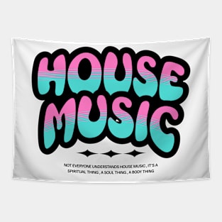 HOUSE MUSIC  - Bubble Outline Two Tone (black/pink/blue) Tapestry