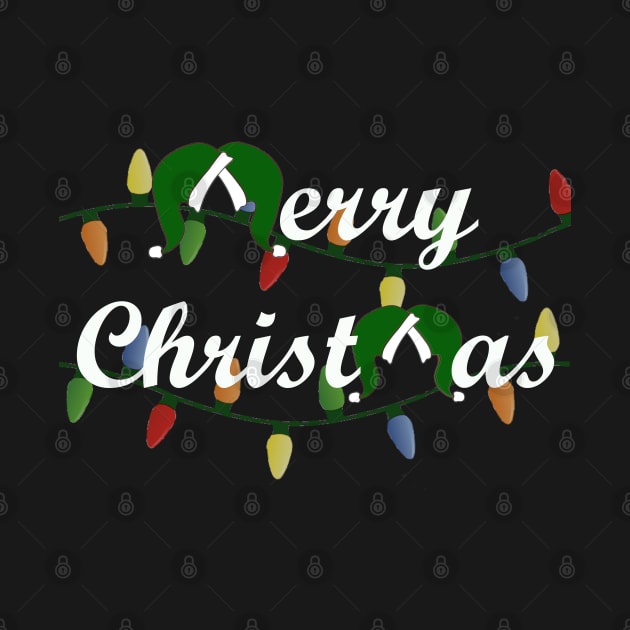 Classic Merry Christmas with Santa Hats - White font by Humerushumor