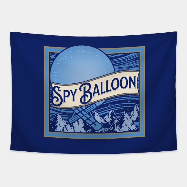 Blue Spy Balloon - Chinese Spy Balloon Over the United States Tapestry by aaronsartroom