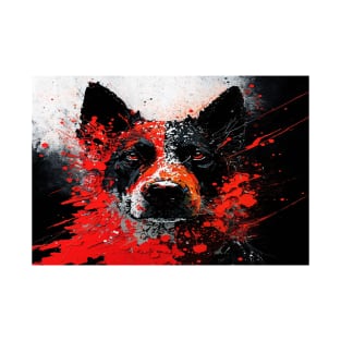 Abstract Splash Painting Of A Dog In Black And Red Colours T-Shirt