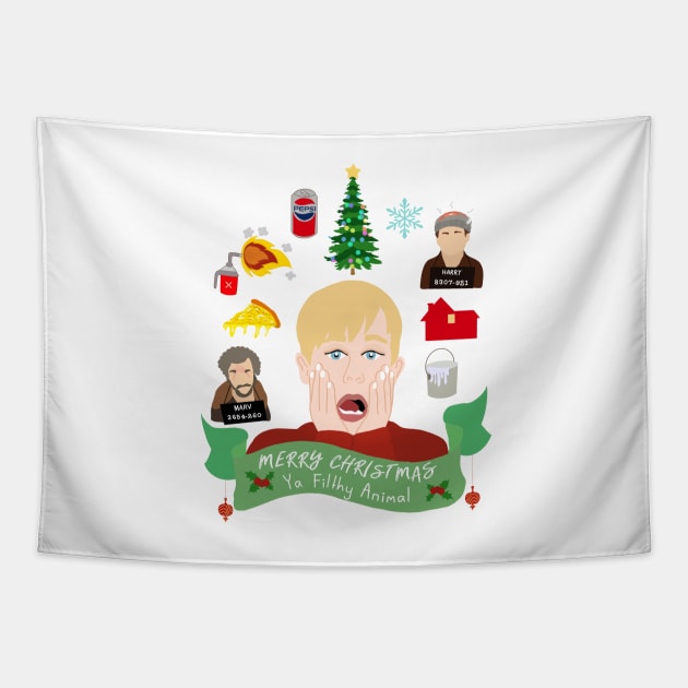 Merry Christmas Home Alone Tapestry by rachaelthegreat
