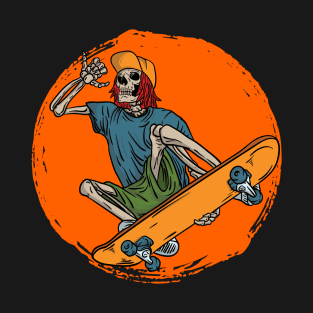 Skeleton Skateboard Cool Aesthetic T-Shirt