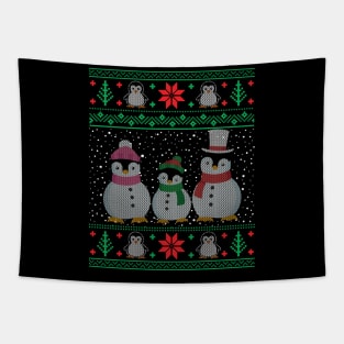 Funny Cute Penguin Lovers Snowman Xmas Ugly Christmas Sweater Tapestry