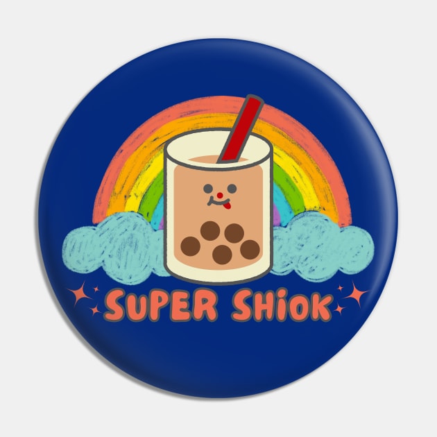 Super Shiok Bubble Tea Cute Colourful Rainbow Funny Singlish Pin by Owl Canvas