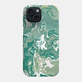 Shades of Green, White, and Yellow Aesthetic Marble Pattern Phone Case