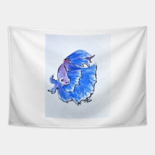 Art Doodle No. 37 Blue Betta Fish Tapestry