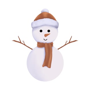 Christmas Snowman with Brown Scarf and Beanie. T-Shirt