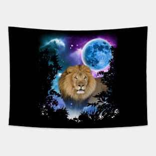 Lion MidNight Forest Tapestry