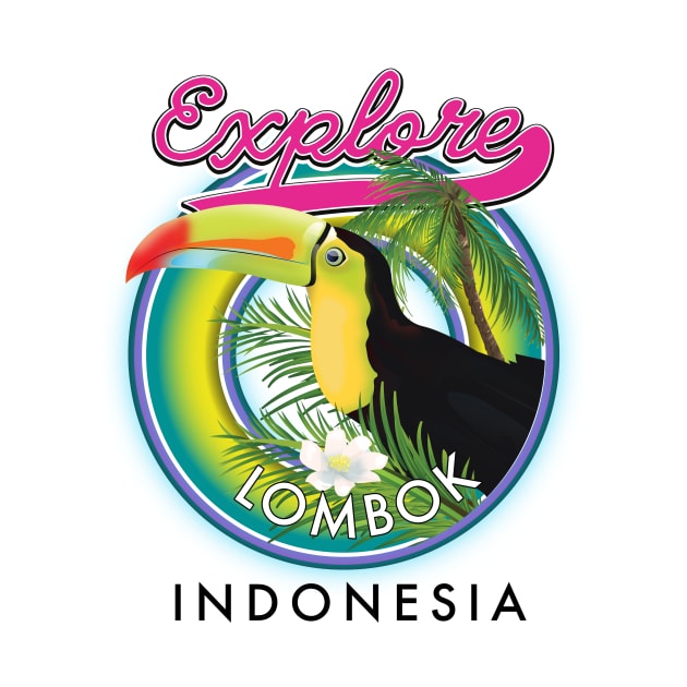 Explore Lombok Indonesia travel logo by nickemporium1