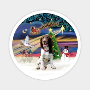 "Christmas Magic" with a Liver and White English Springer Spaniel Magnet