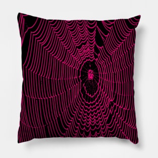 Artistic Halloween Spider Web Cobweb Doodle In Pink Pillow