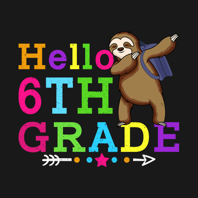 Sloth Hello 6th Grade Teachers Kids Back to school Gifts by kateeleone97023