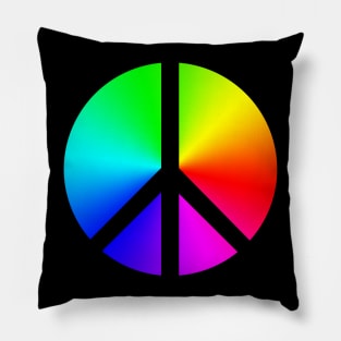 Negative Space Rainbow Peace Sign Pillow