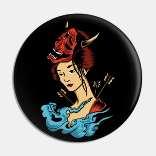 Mask Demon Red Haired Girl Pin