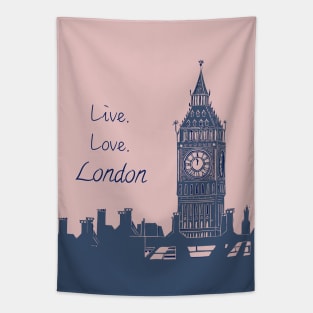 Live Love London Quote Big Ben Linocut Tapestry