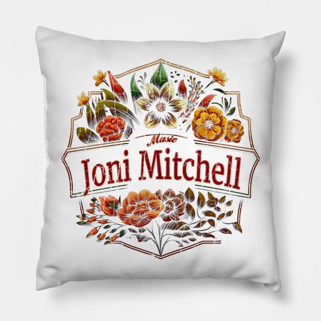 Joni Mitchell Flower Vintage Pillow by Itulah Cinta