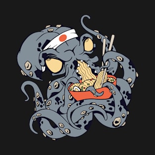 Kraken with Ramen - Kawaii Designs T-Shirt