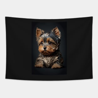 Super Cute Yorkshire Terrier Puppy Portrait Tapestry