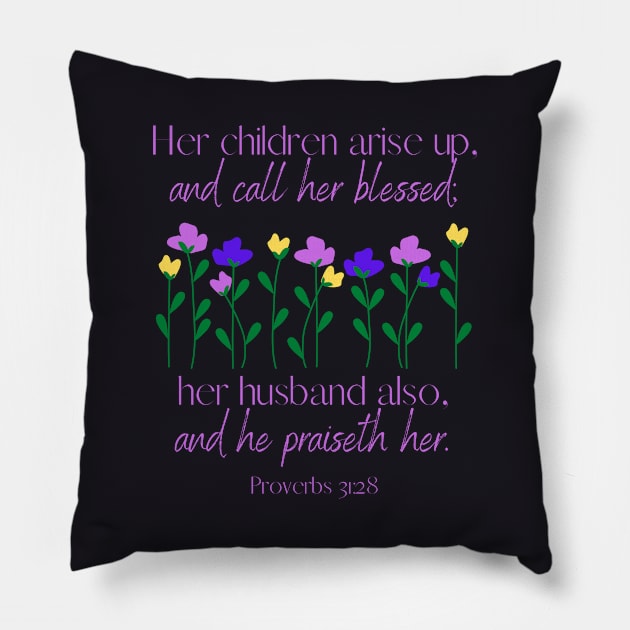 Proverbs Mother (light text) Pillow by Kyarwon