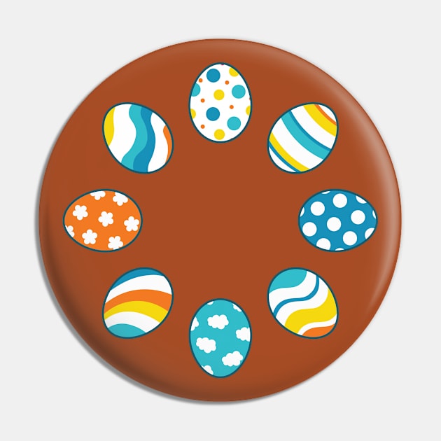 Eggs | Yellow Orange Blue | Stripes | Dots | Clouds | Brown Pin by Wintre2